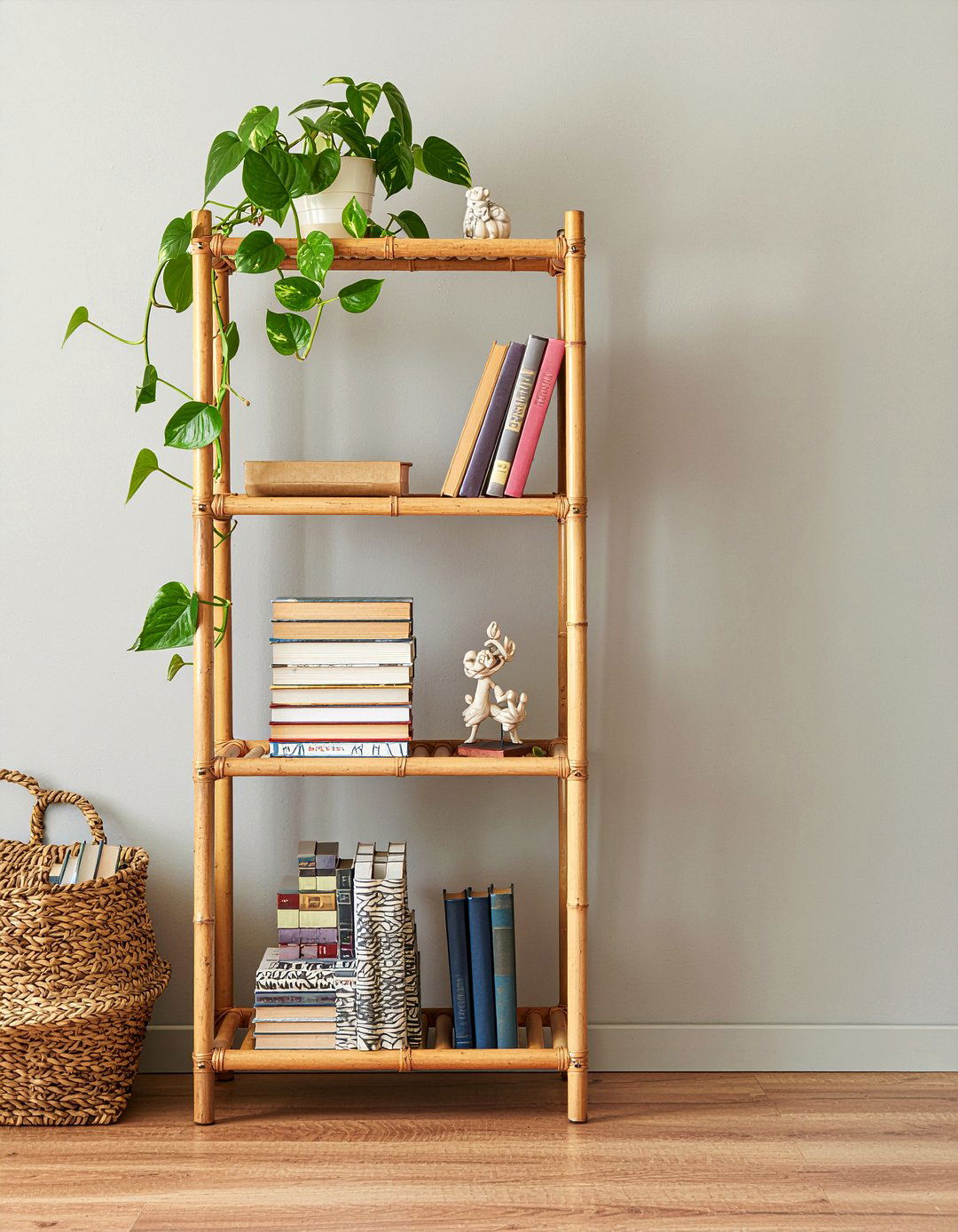 Bamboo bookshelf unit - 30 bamboo living room ideas