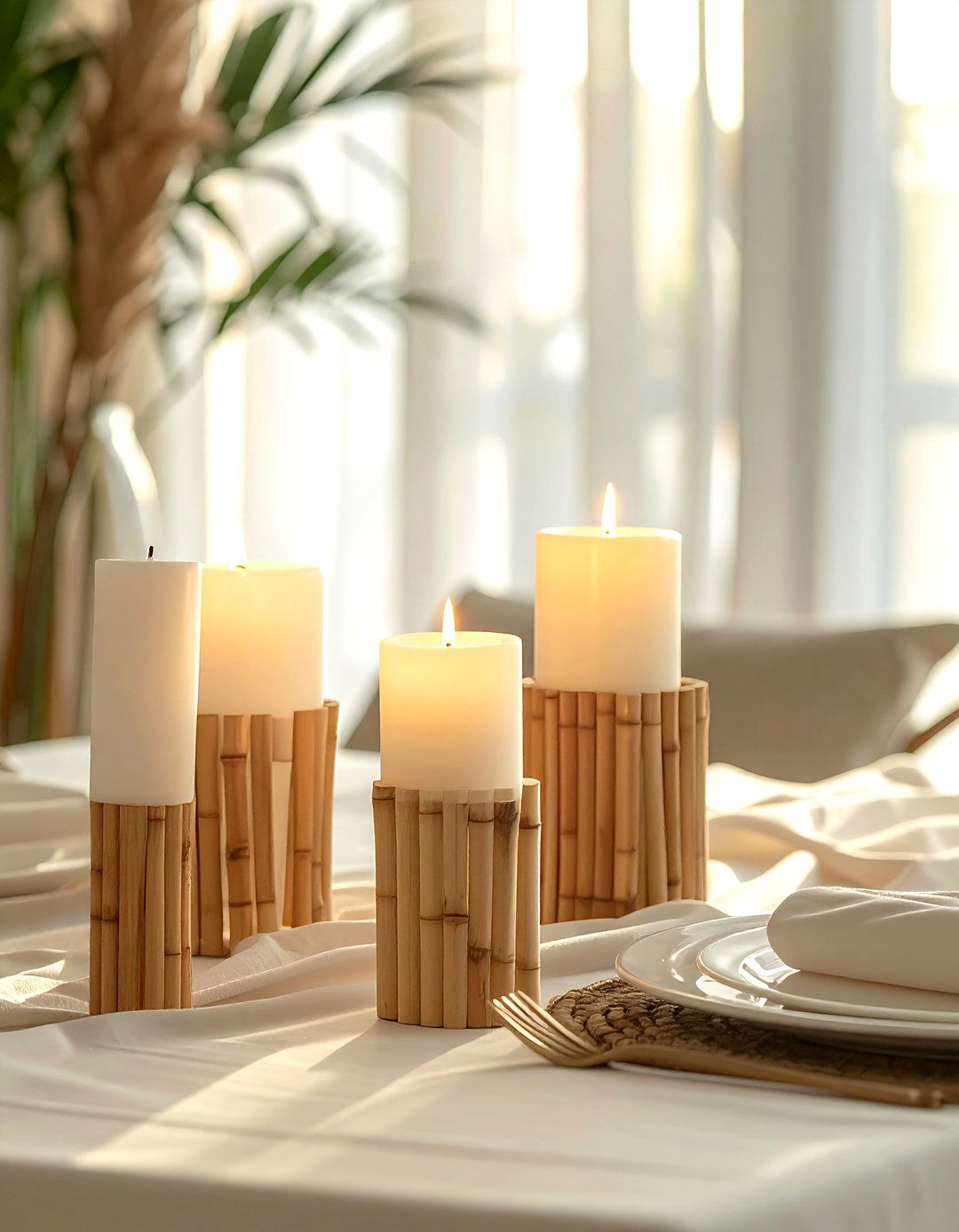 Bamboo candle holder - 30 bamboo decor ideas