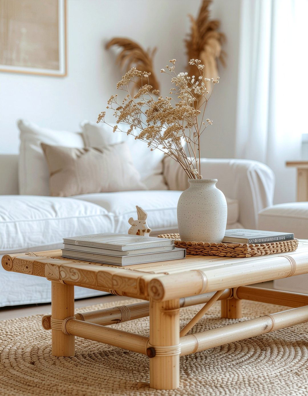 Bamboo coffee table - 30 bamboo living room ideas
