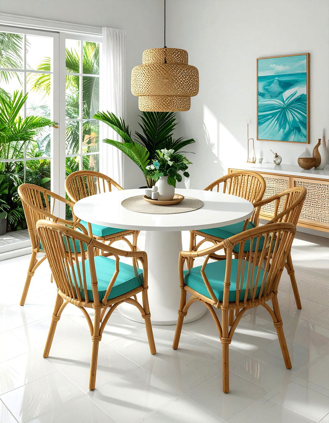 Bamboo dining chairs - 30 nautical dining room ideas