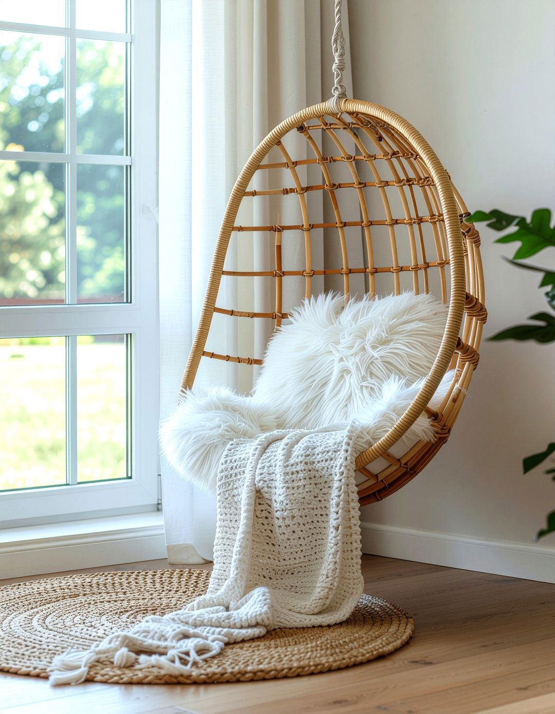Bamboo hanging chair - 30 bamboo living room ideas