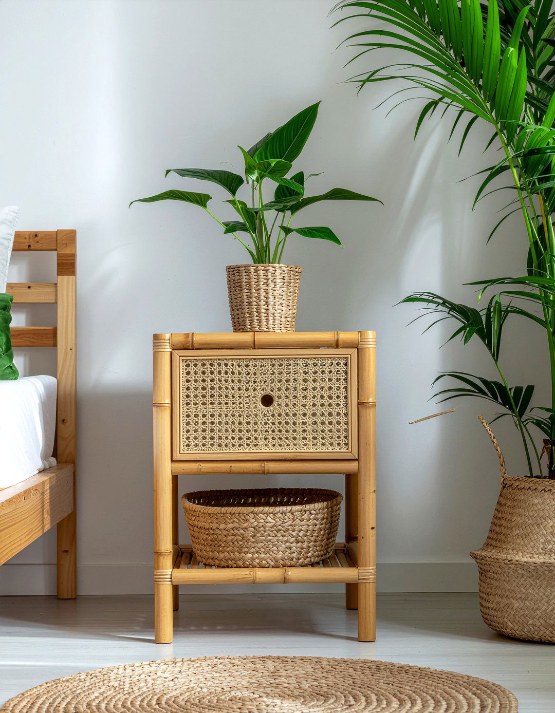 Bamboo narrow bedside table - 30 bedroom narrow nightstands