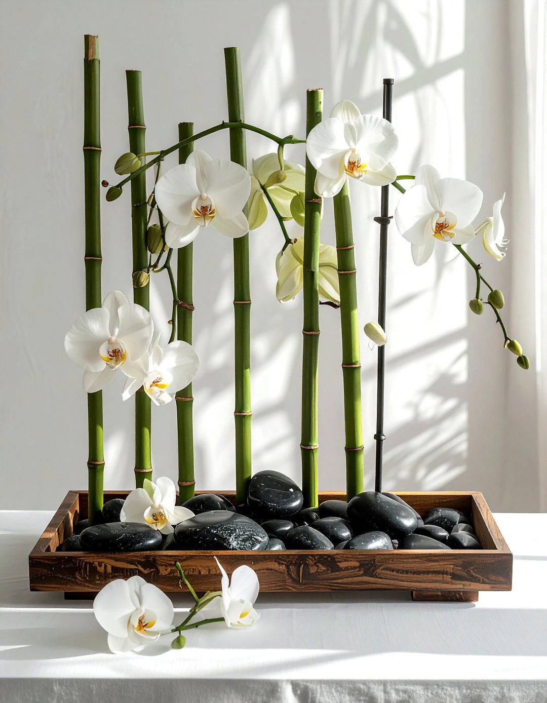 Bamboo orchid arrangement - 30 orchid decor ideas