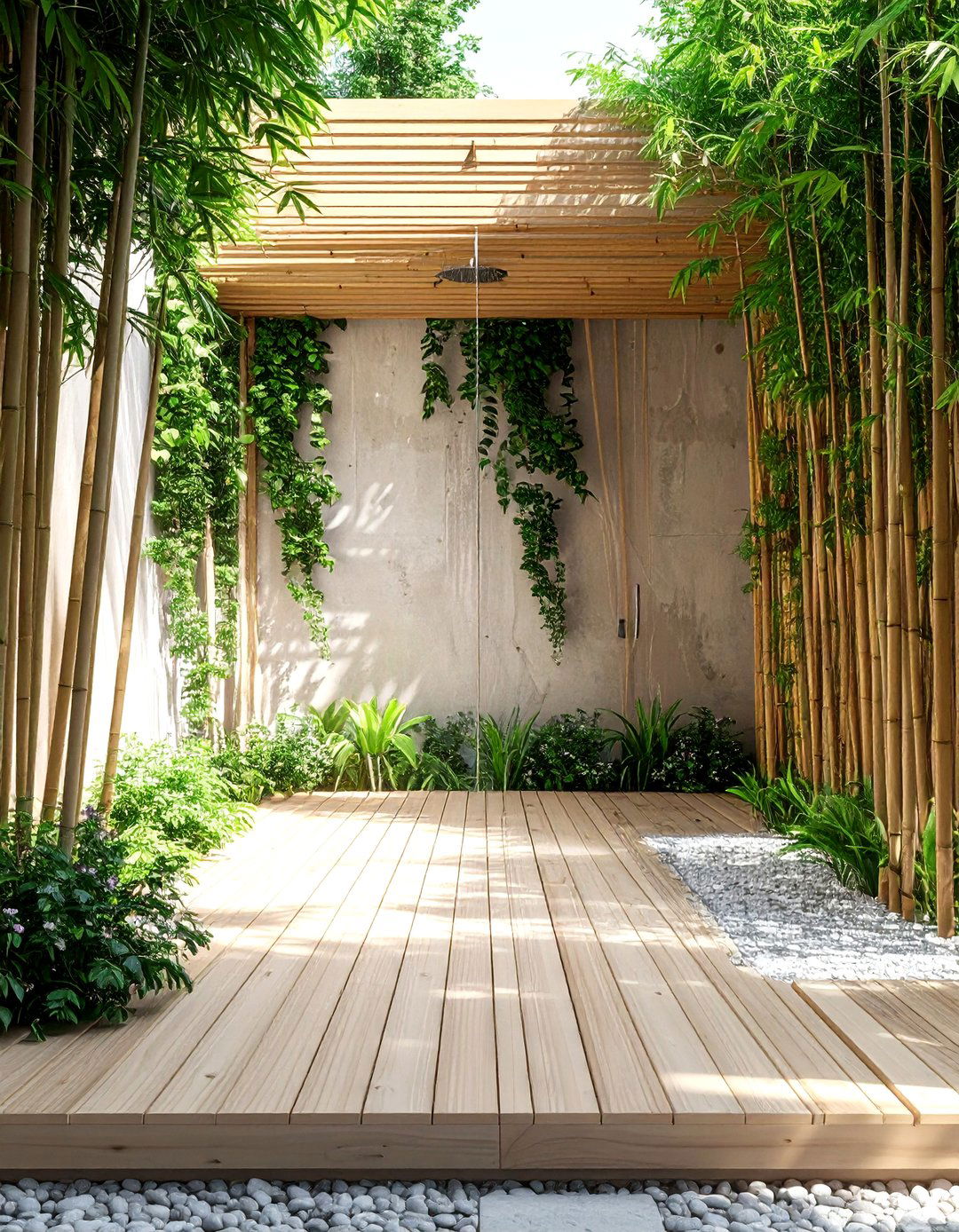 Bamboo privacy screen - 30 outdoor bathroom ideas