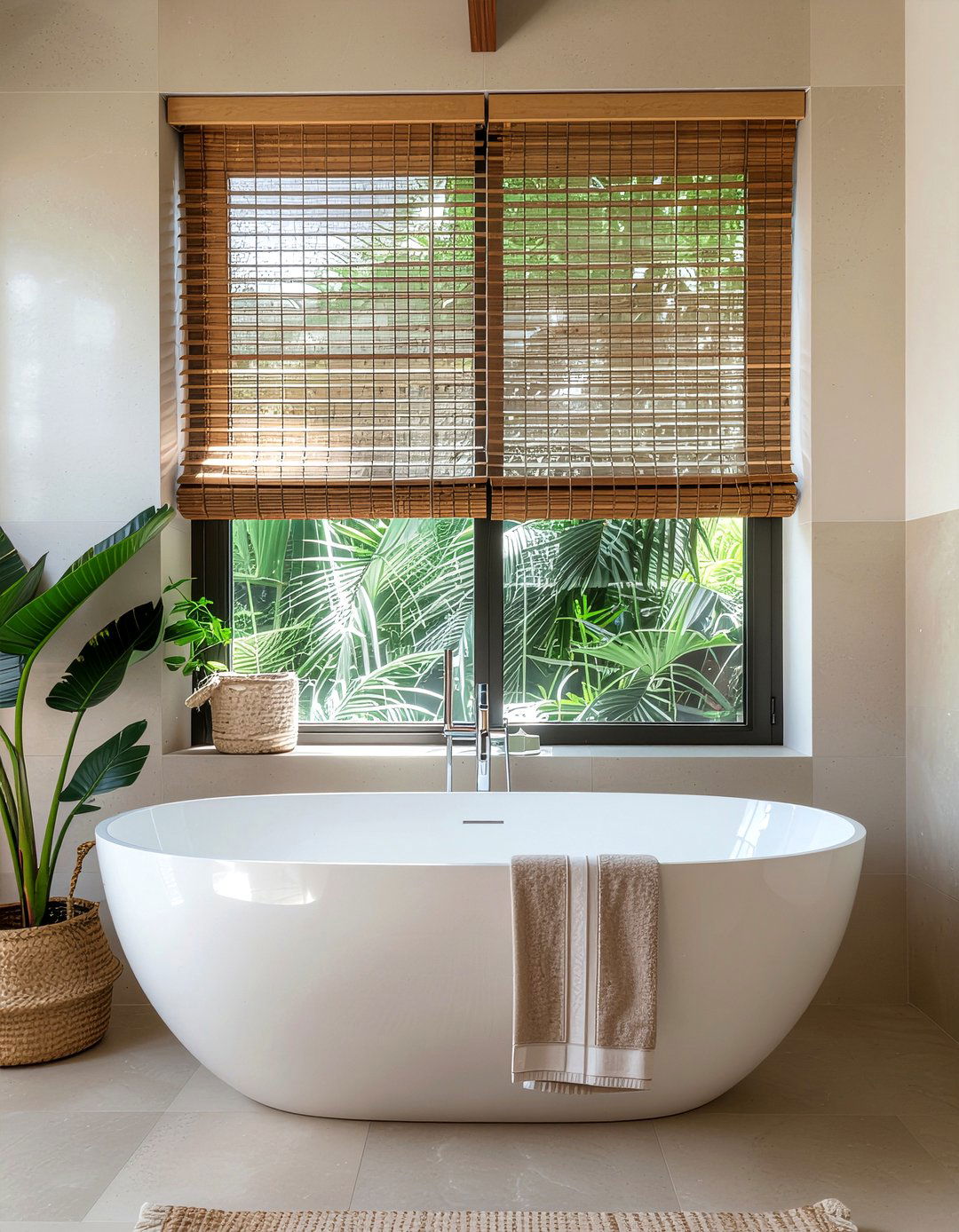 Bamboo shades bathroom window - 30 bathroom privacy window ideas