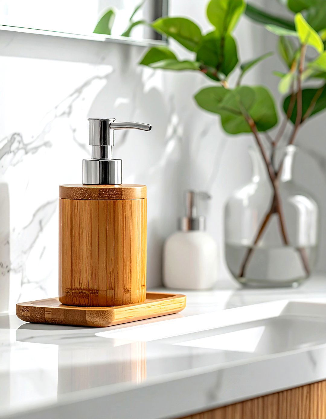 Bamboo soap dispenser - 30 bamboo decor ideas
