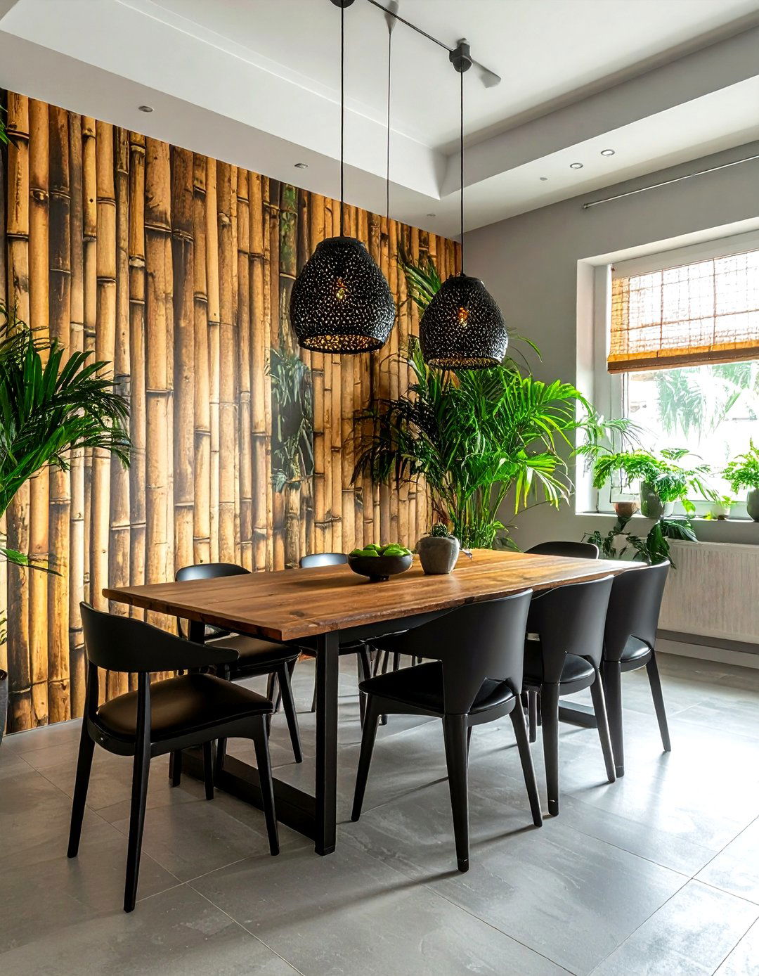 Bamboo texture wallpaper dining room - 30 textured wallpaper dining room ideas