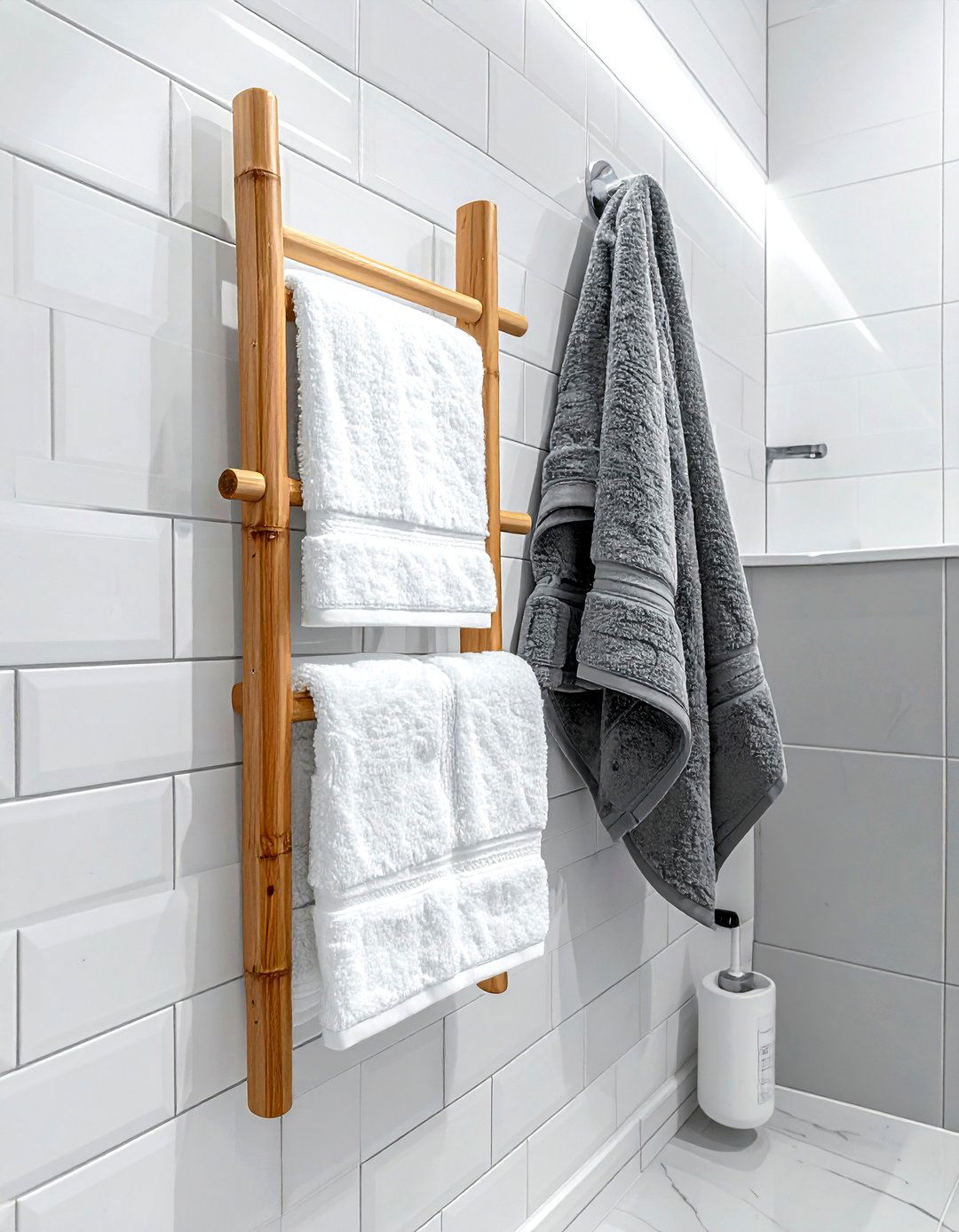 Bamboo towel rack - 30 bamboo decor ideas