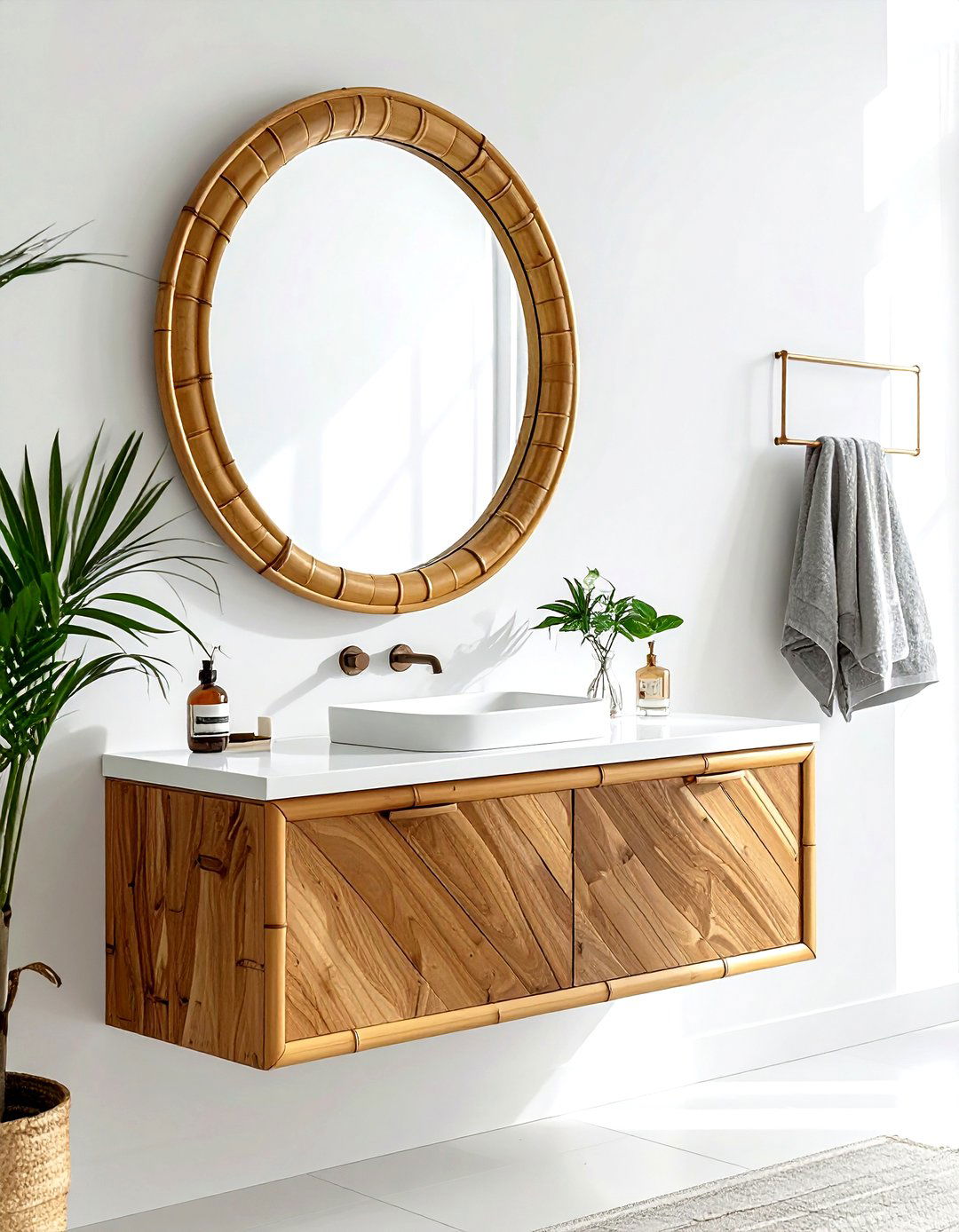 Bamboo wall mirror - 30 chinoiserie decor ideas