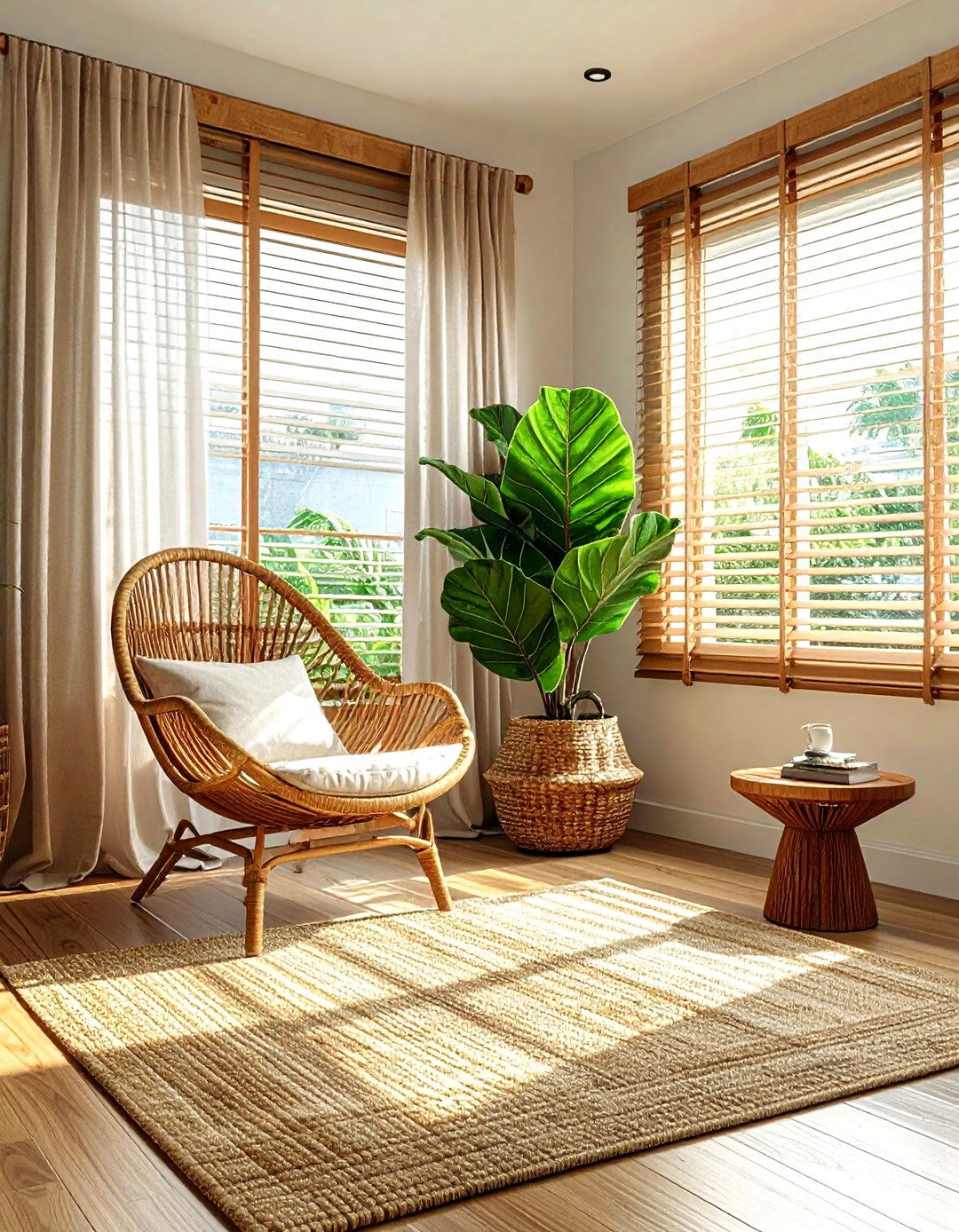 Bamboo window shades - 30 living room curtain ideas