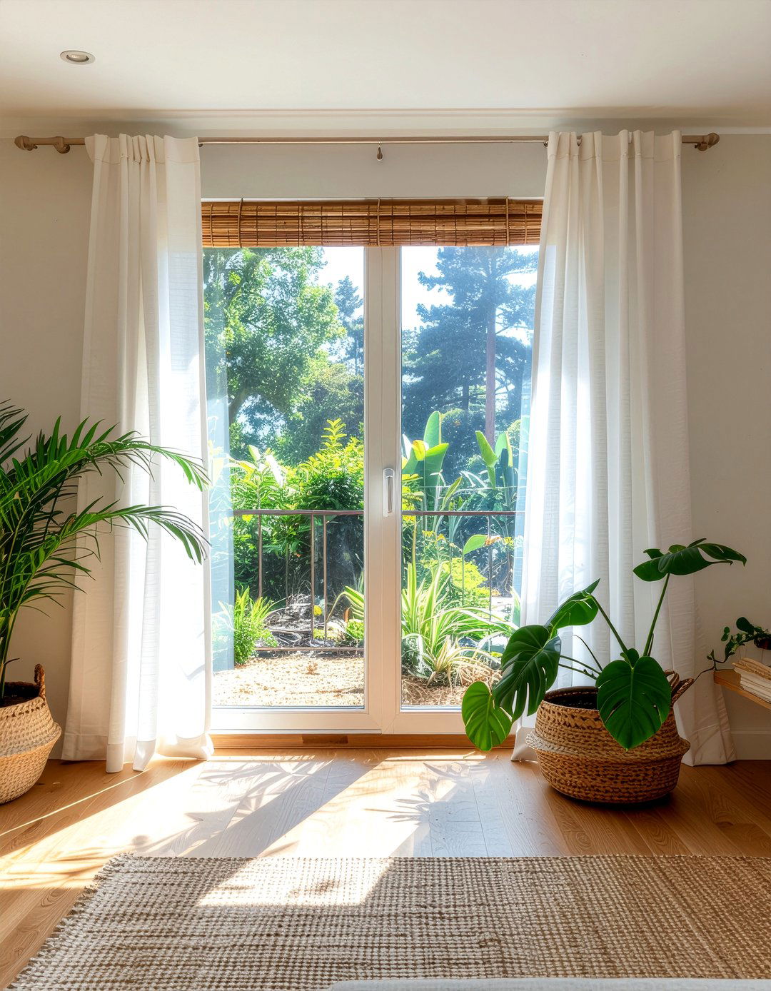 Bamboo window shades - 30 renter living room ideas