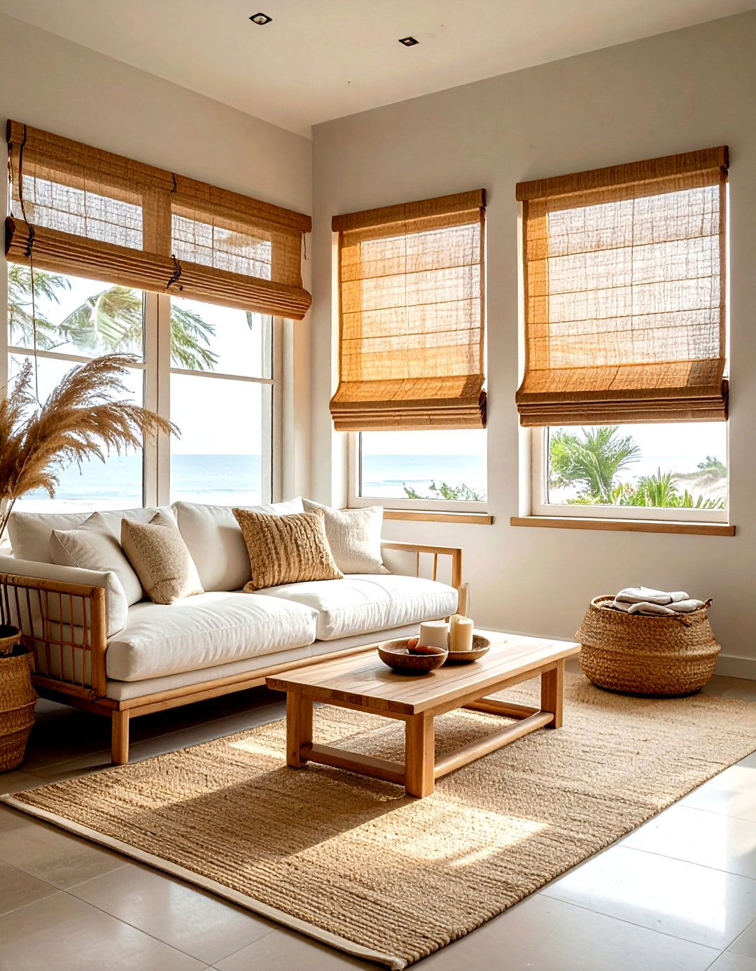 Bamboo window shades - 30 beach decor ideas