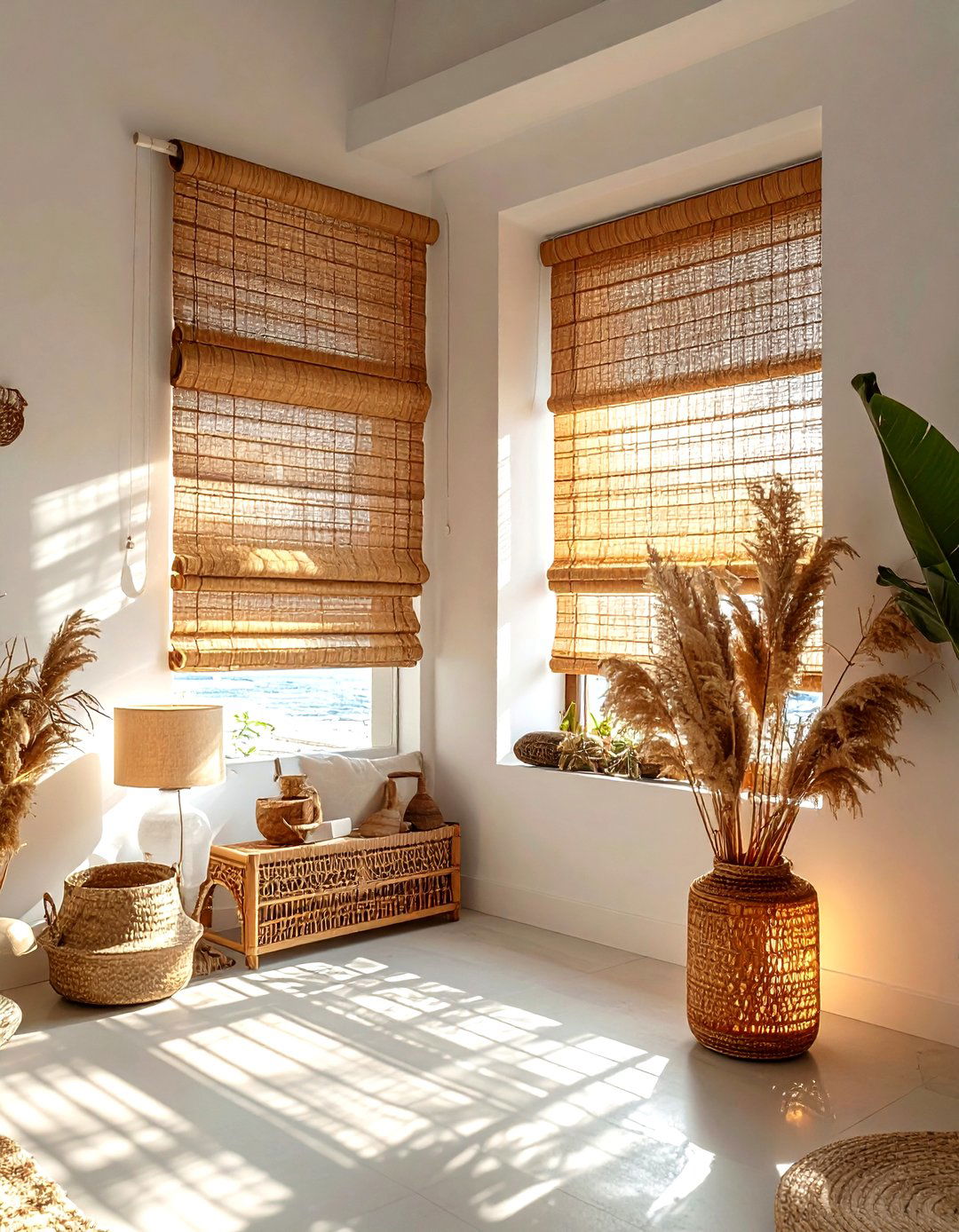 Bamboo window shades - 30 calming decor ideas