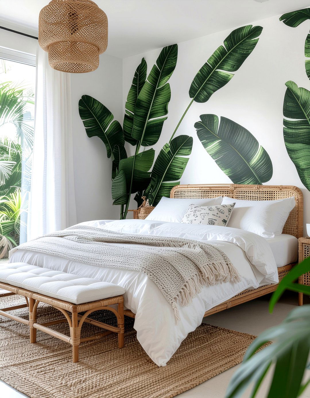 Banana Leaf Pattern - 30 bedroom tropical wallpapers