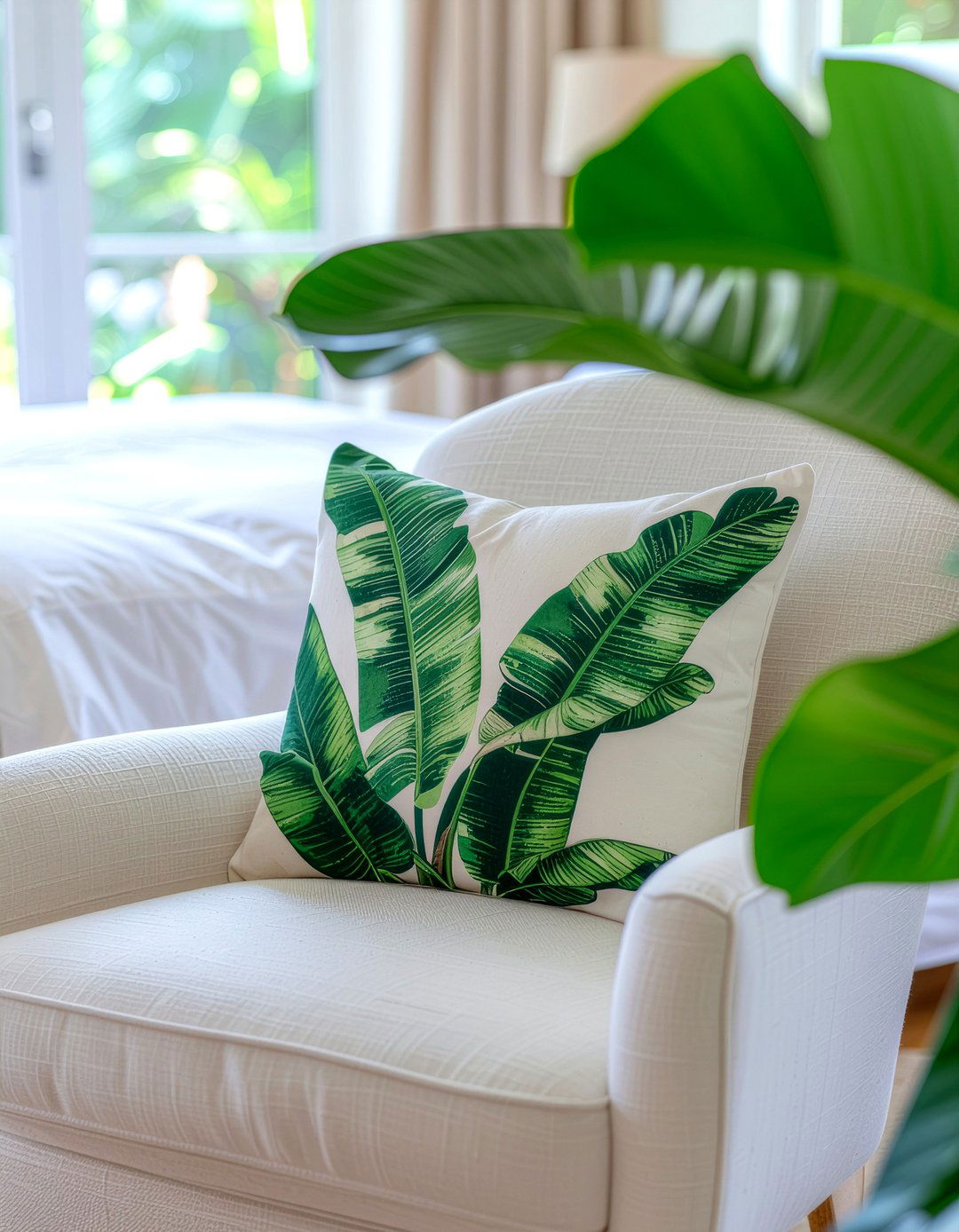 Banana Leaf Pillow - 30 tropical bedroom ideas