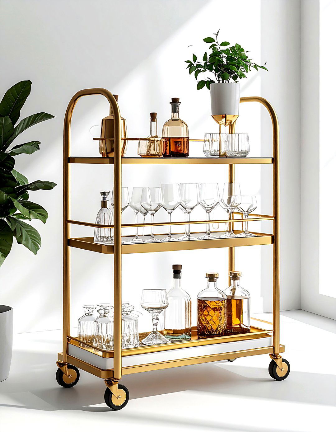 Bar Cart Storage - 30 living room organization hacks