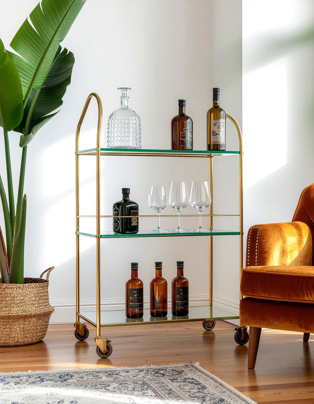 Bar Cart Trolley - 30 living room retro furniture ideas