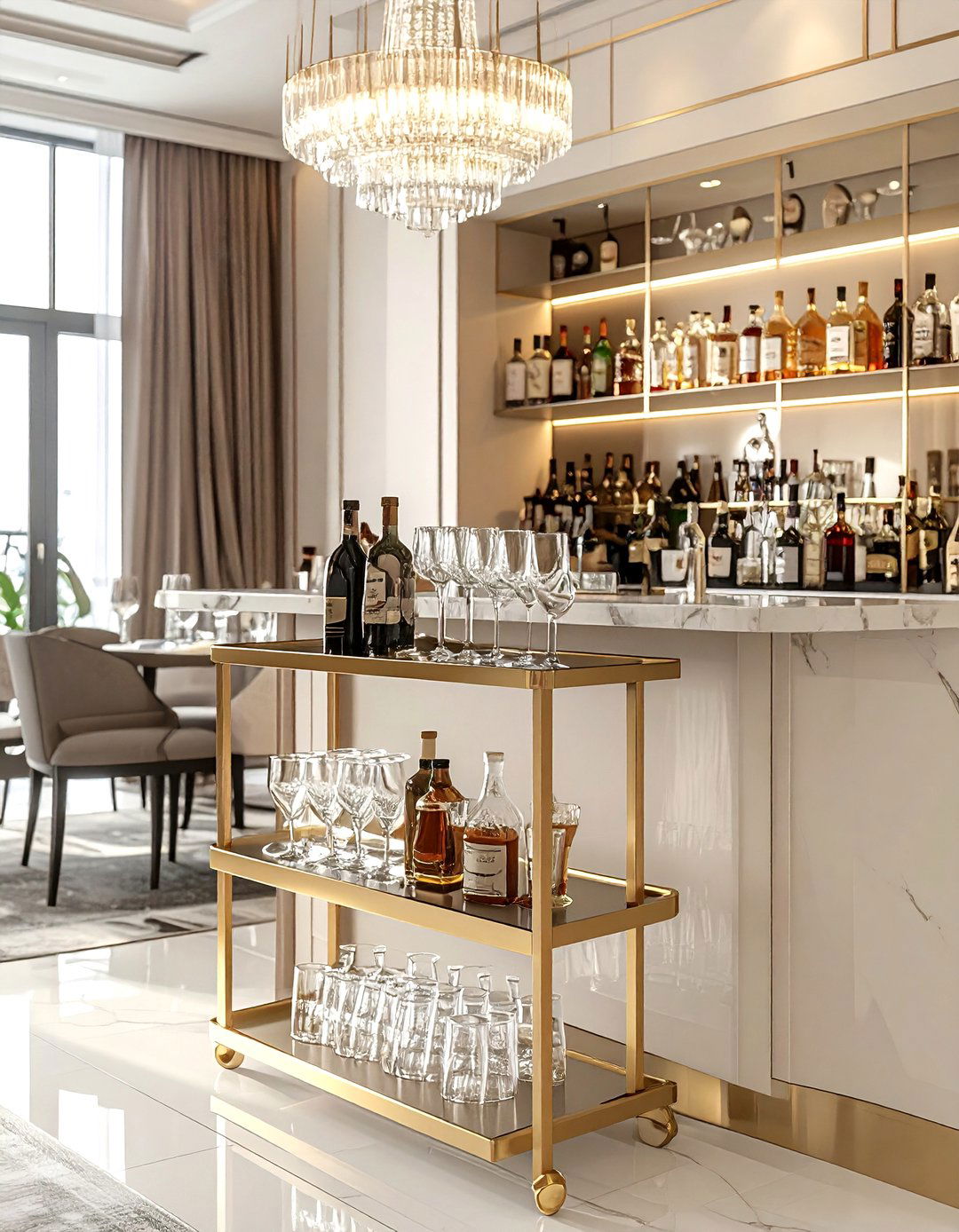 Bar cart - 30 rental decor ideas