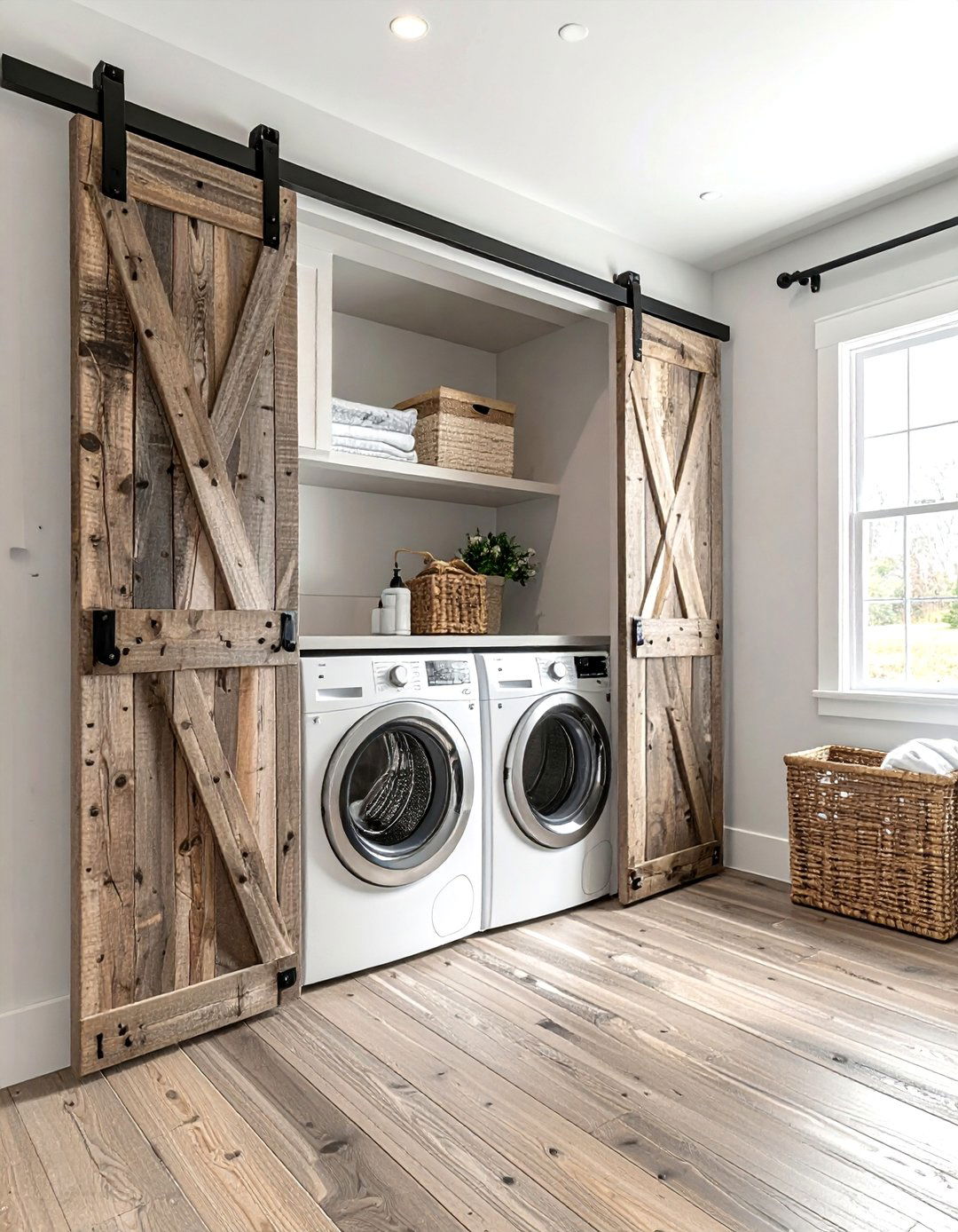 Barn Door Laundry Closet - 30 laundry room storage ideas
