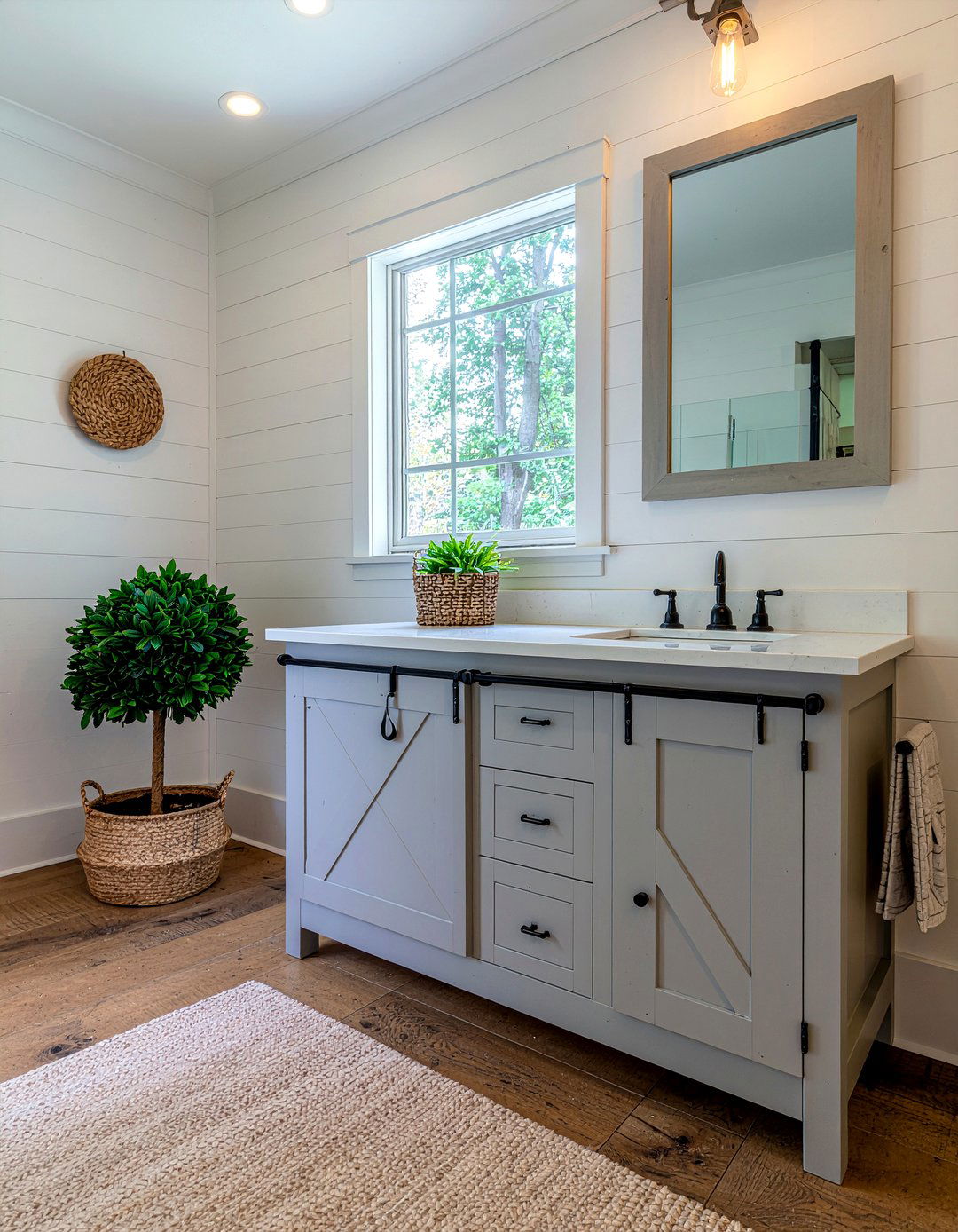Barn door bathroom vanity - 30 rustic bathroom vanity ideas