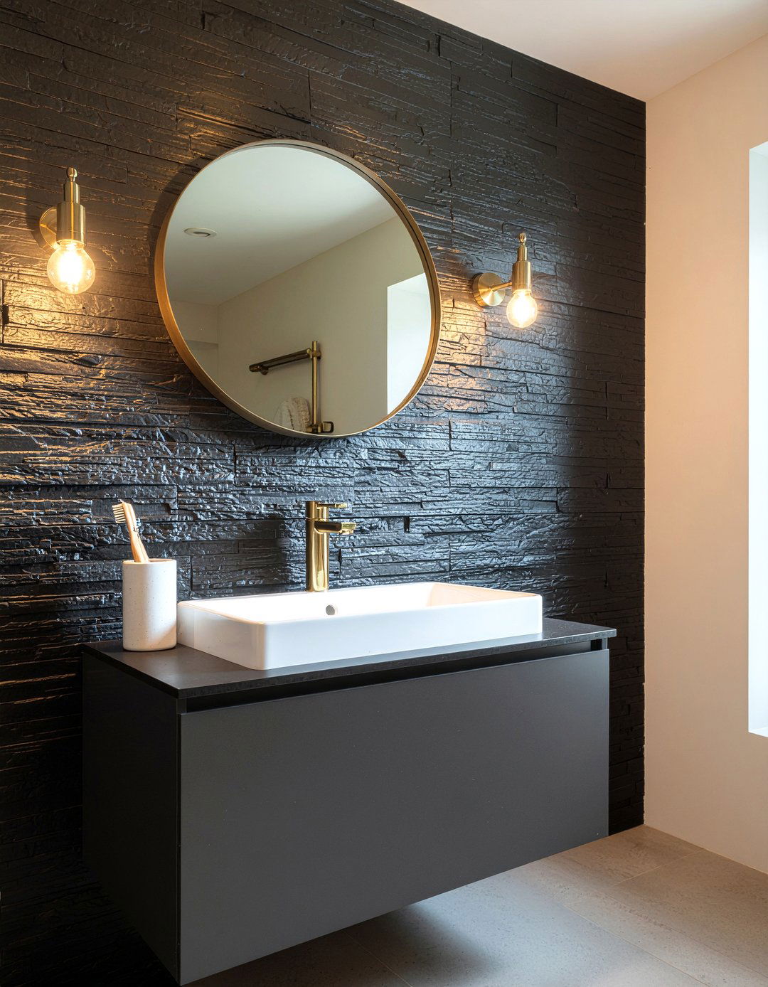 Basalt Finish Laminate - 30 laminate bathroom countertop ideas