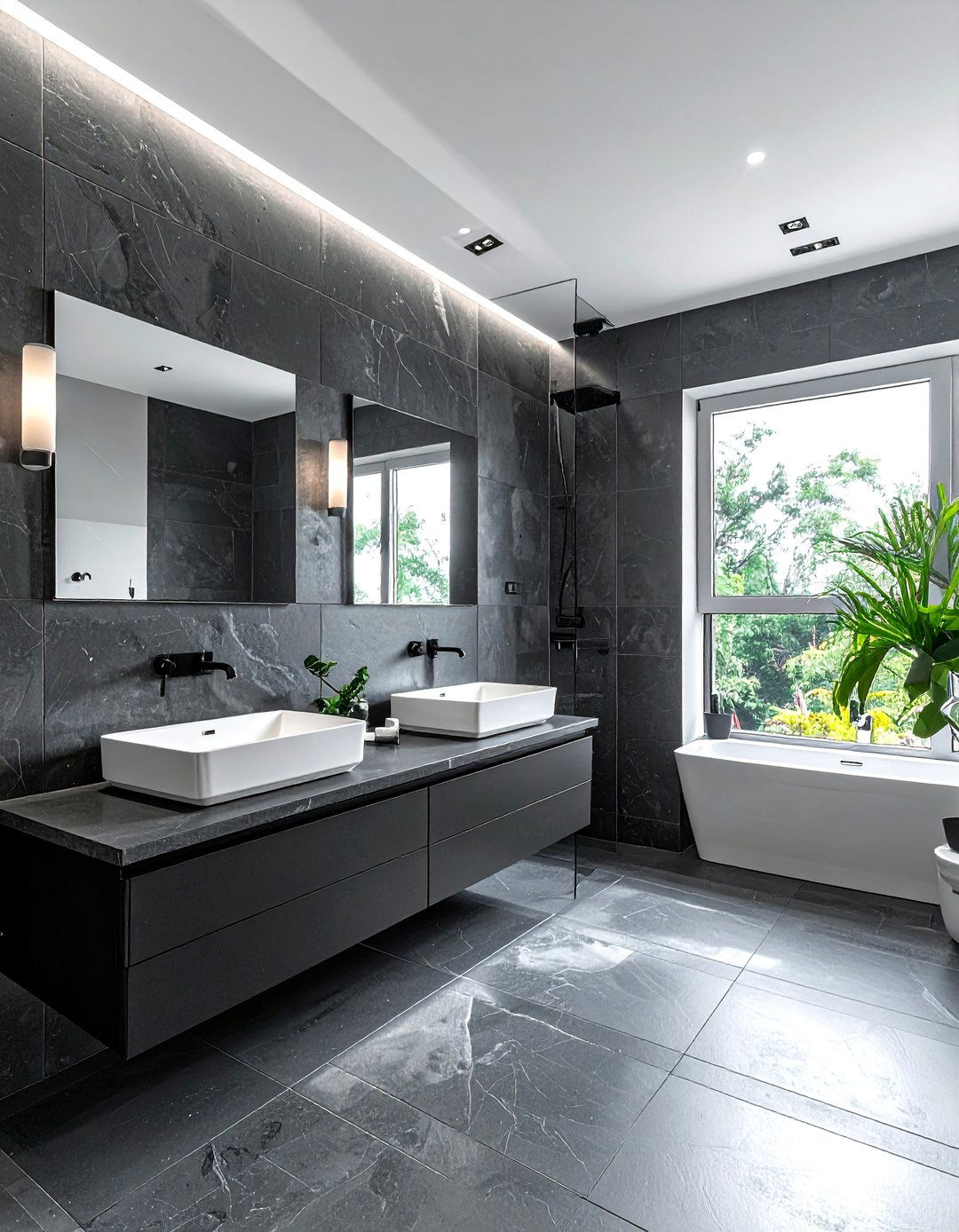 Basalt Tile Bathroom - 30 natural stone bathroom ideas