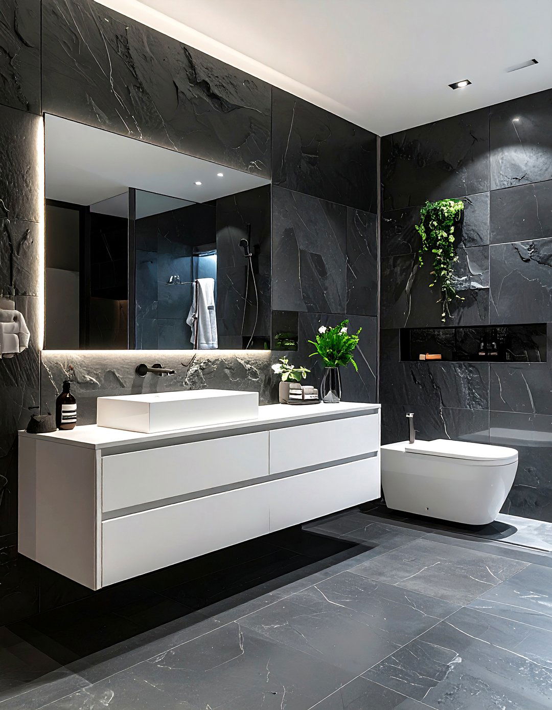 Basalt Tile - 30 stone bathroom ideas