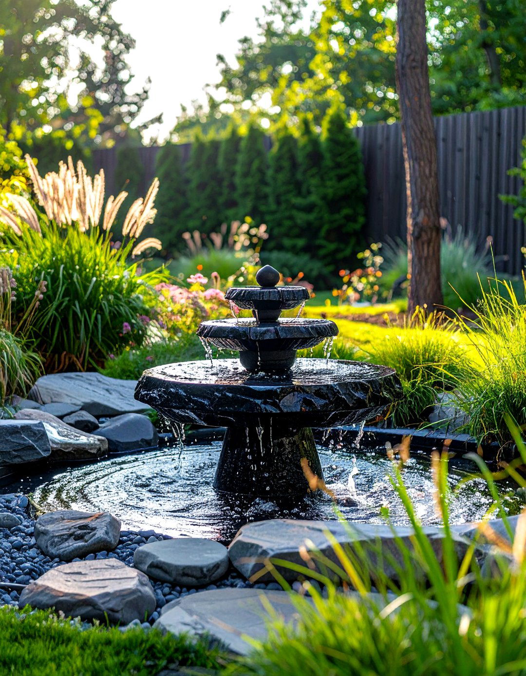 Basalt garden fountain - 30 stone decor ideas