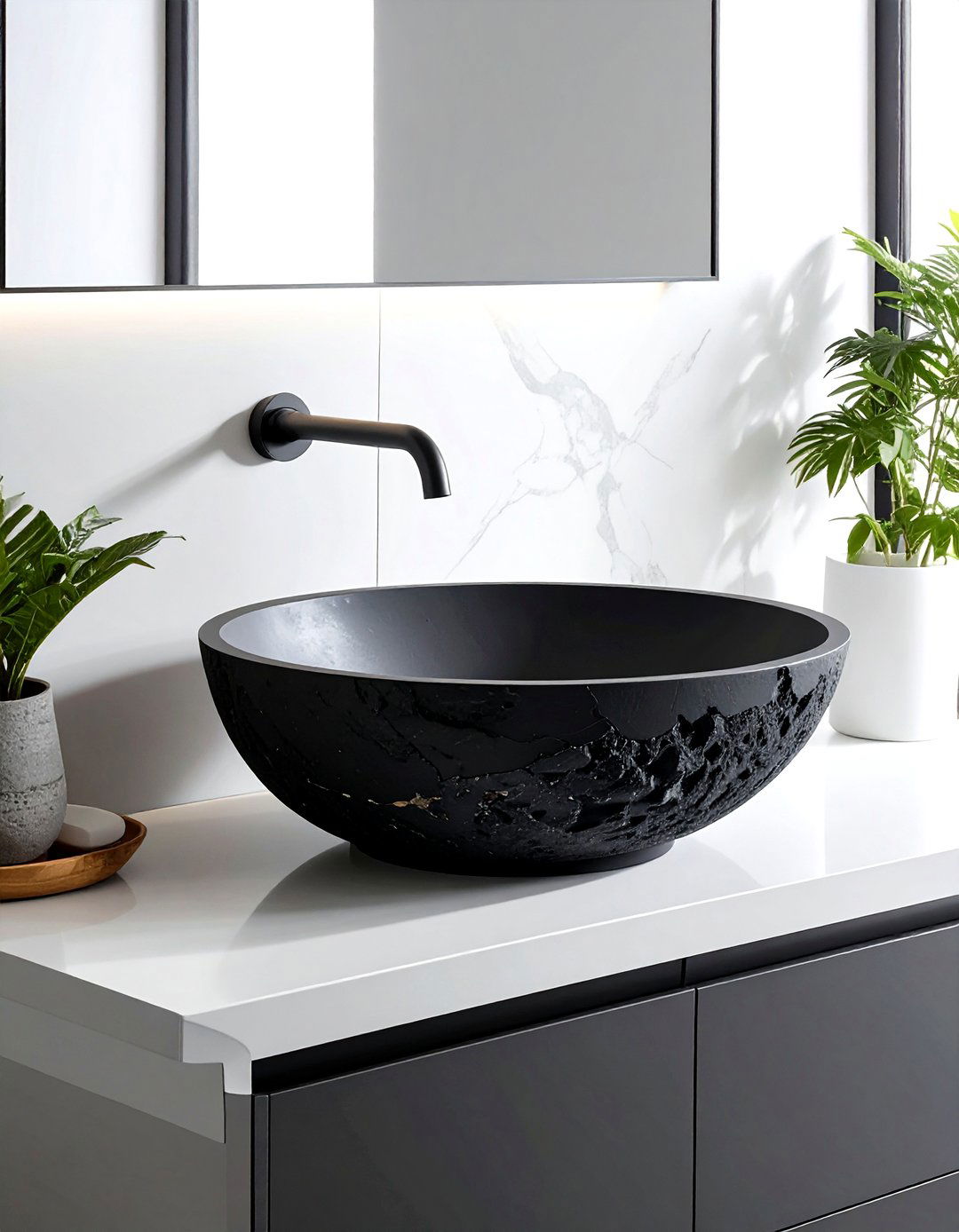 Basalt vessel sink - 30 stone sink ideas