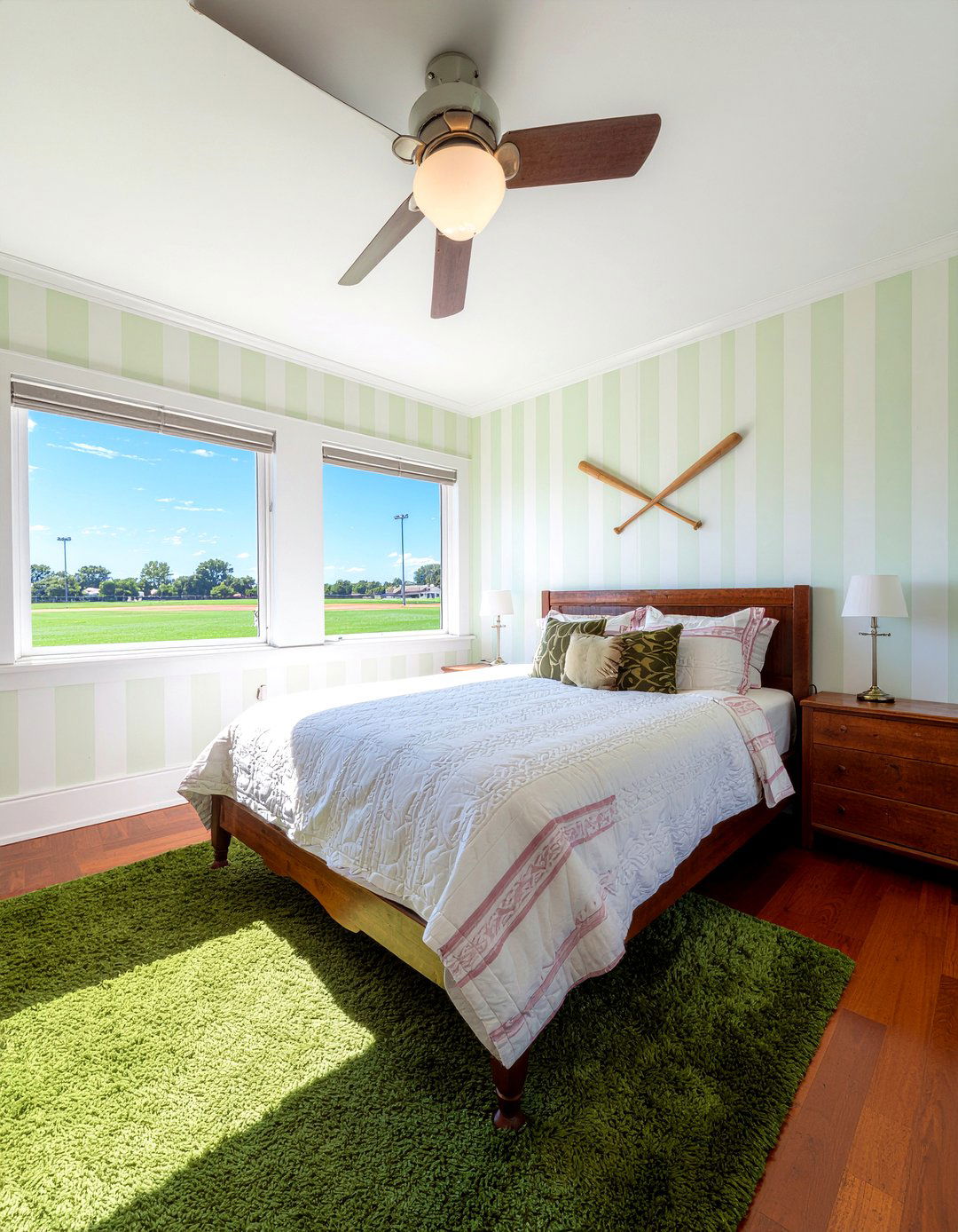 Baseball Field Bedroom - 30 sports themed bedroom ideas