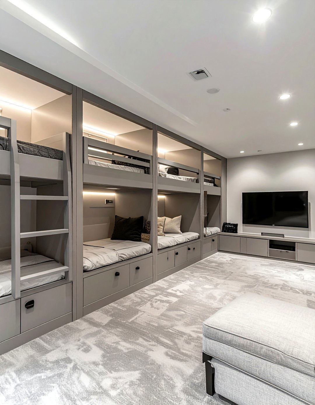 Basement Bunk Room - 30 quadruple bedroom ideas