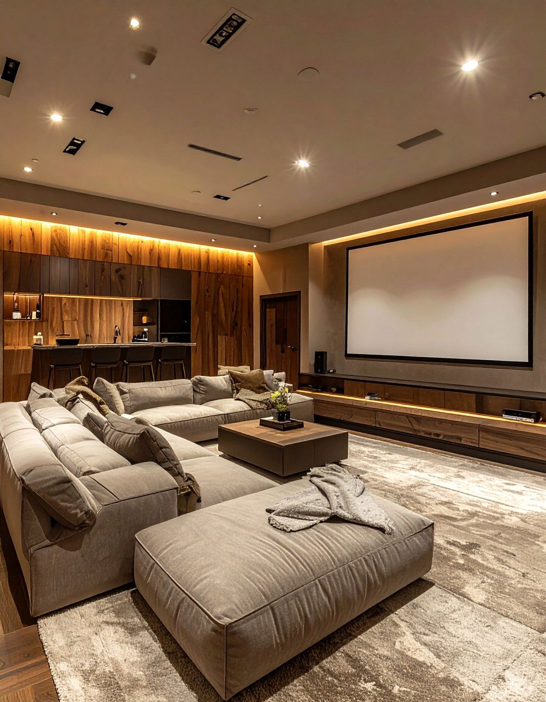 Basement Entertainment Area - 30 living room home theater ideas