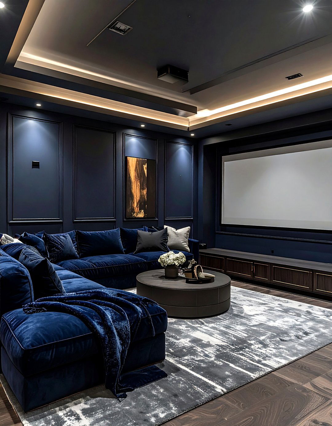 Basement Media Room - 30 living room furniture settings