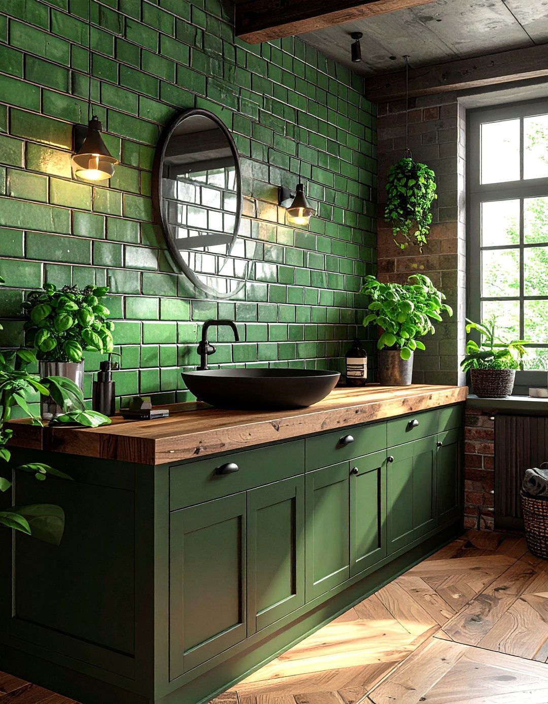 Basil Green Brick Backsplash - 30 industrial green bedroom ideas