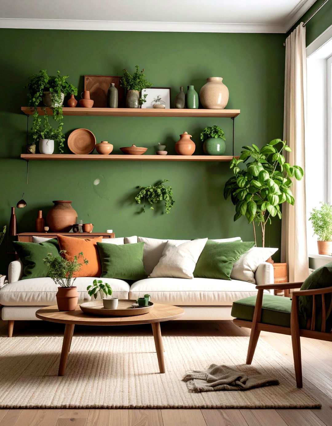 Basil green living room - 30 living room green walls