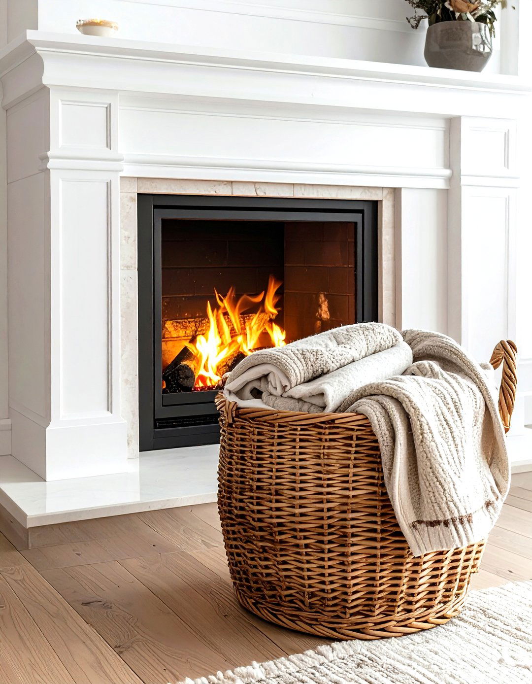 Basket Next To Fireplace - 30 blanket styling ideas