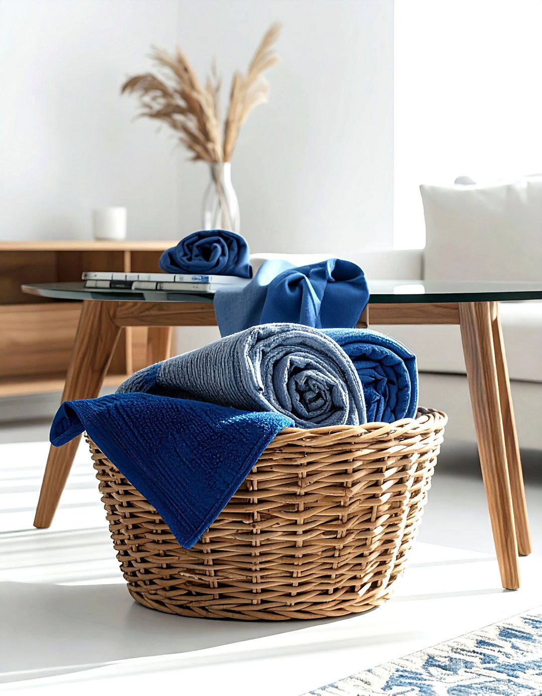 Basket Under Coffee Table - 30 living room blanket styling ideas