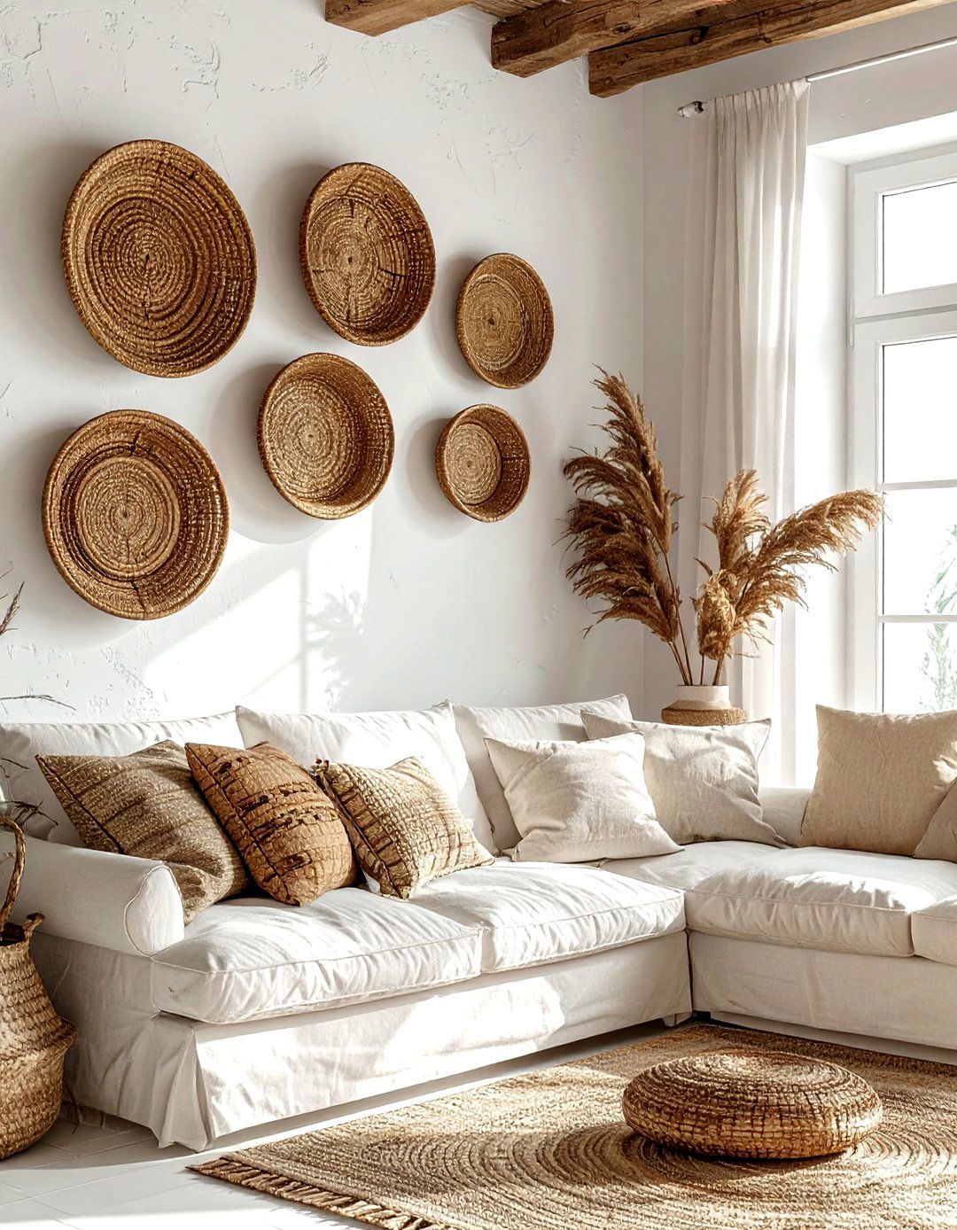 Basket Wall Decor - 30 living room wall ideas