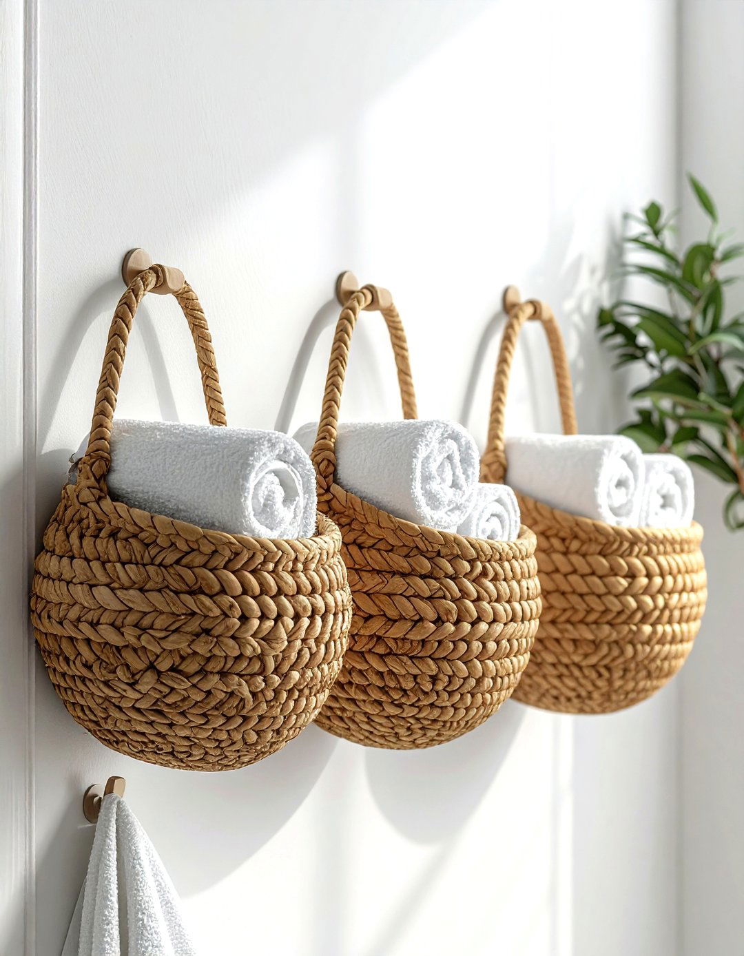 Basket wall storage - 30 bathroom space-saving ideas