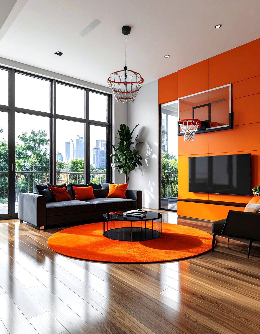 Basketball Living Room - 30 sports themed living room ideas