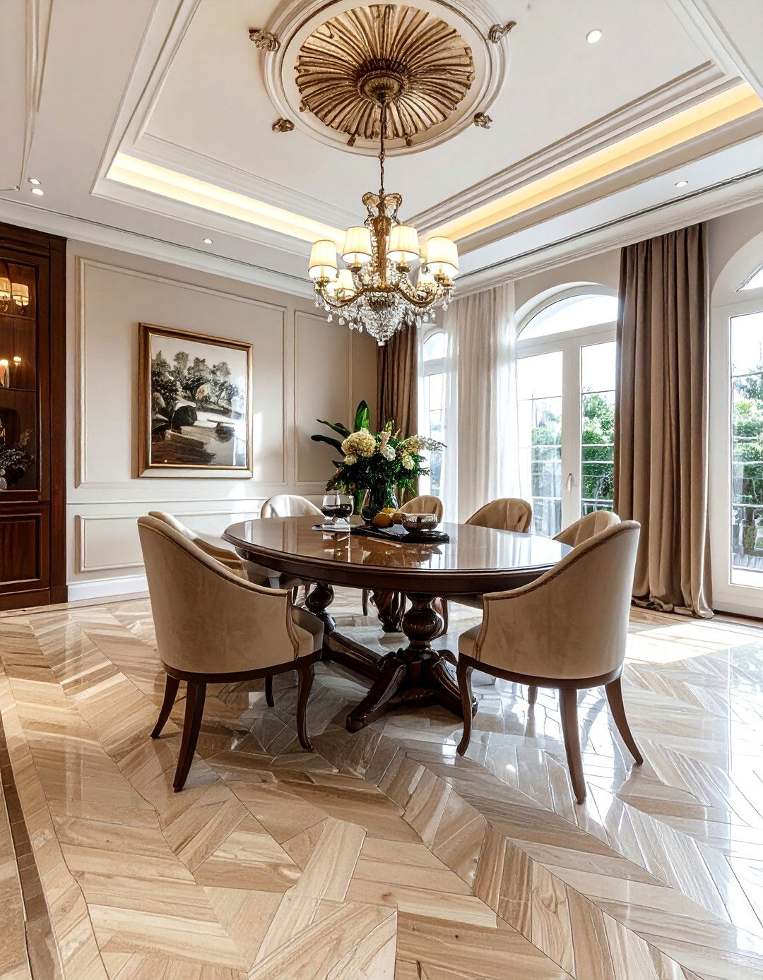 Basketweave Floor Tile - 30 dining room tile ideas