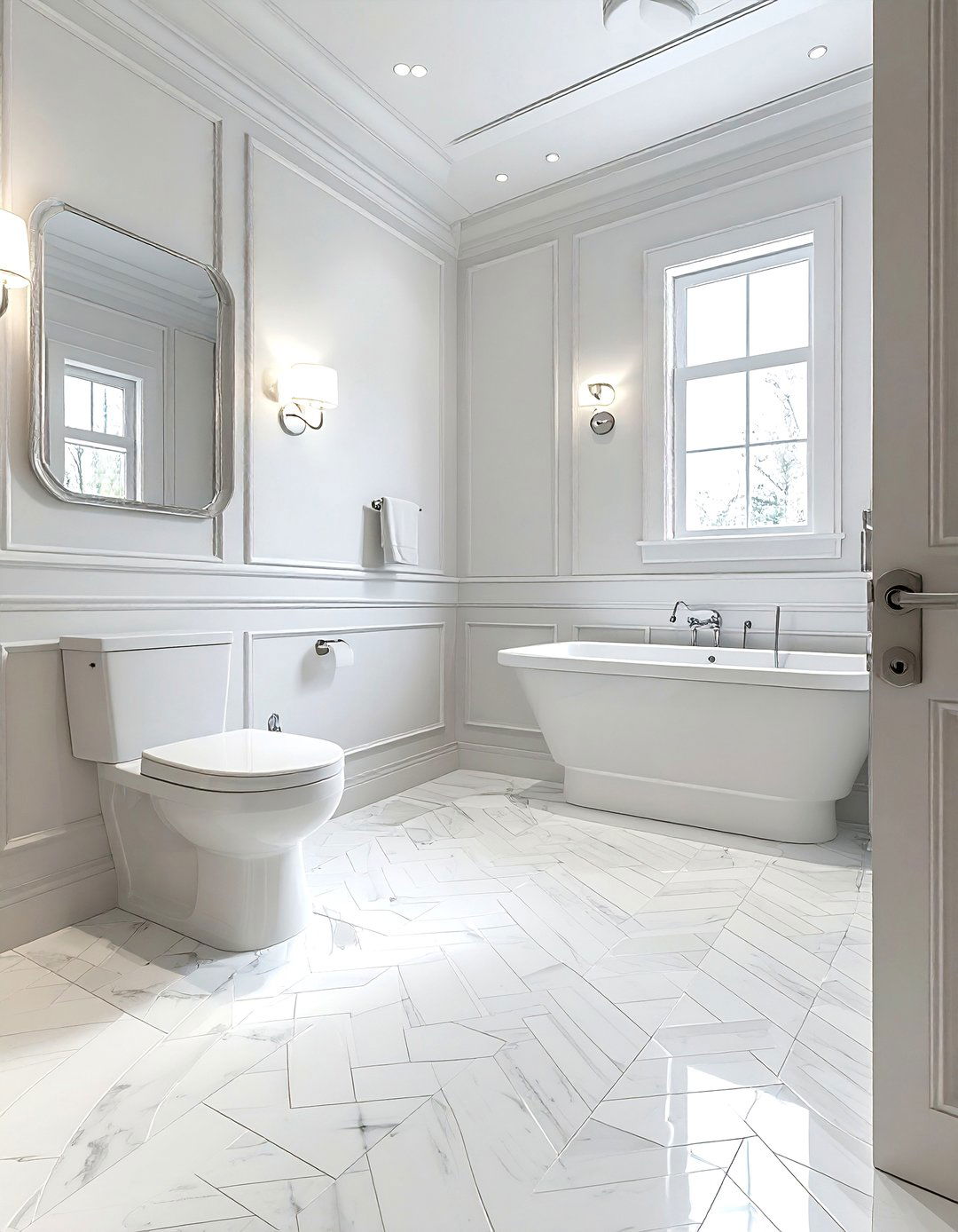 Basketweave Floor Tile - 30 small bathroom tile ideas