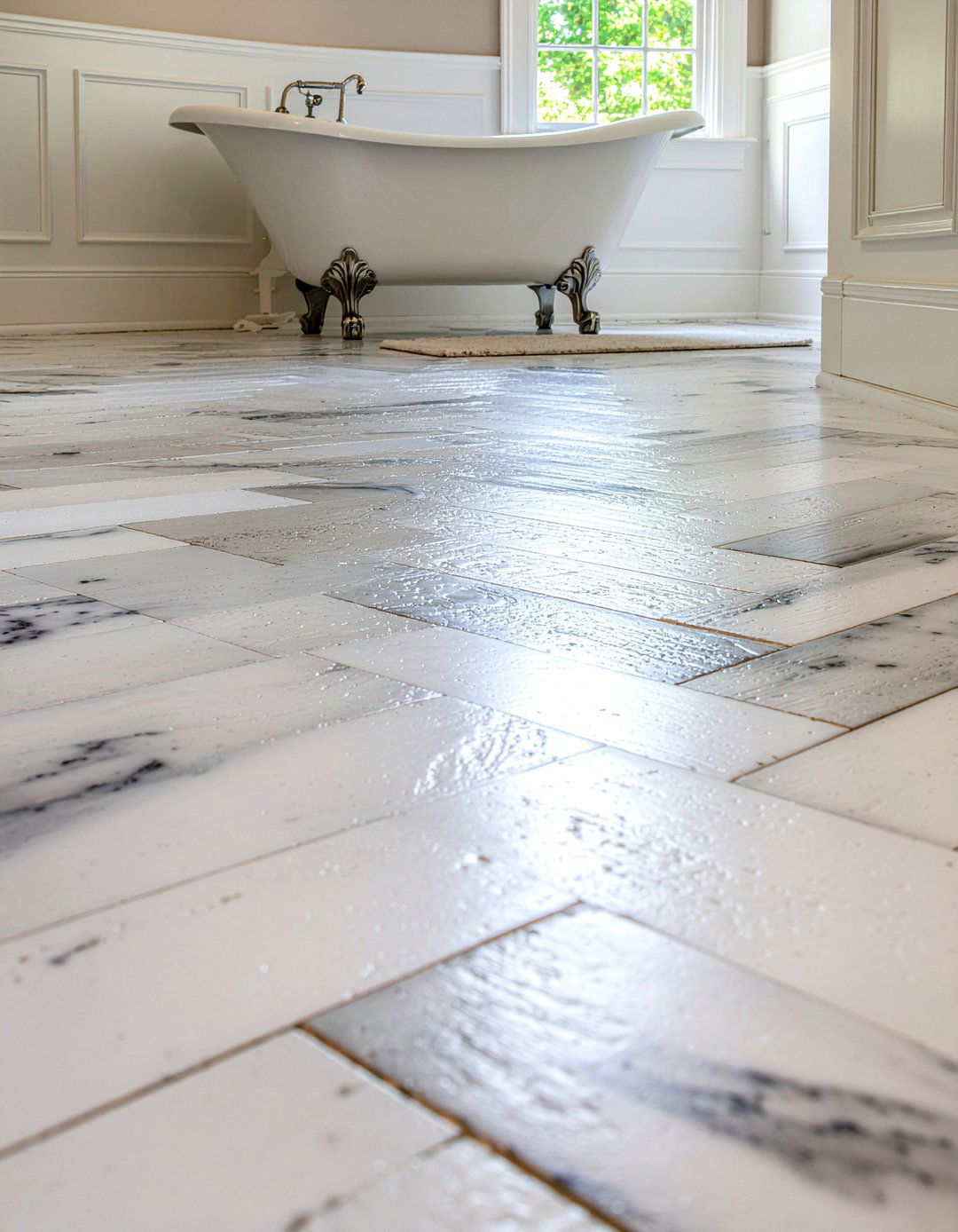 Basketweave Marble Tile Floor - 30 mosaic tile bathroom ideas