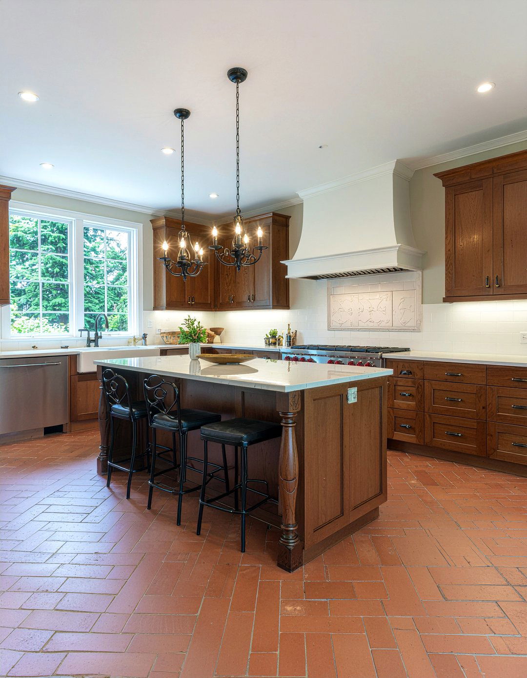 Basketweave brick floor kitchen - 30 brick floor kitchen ideas