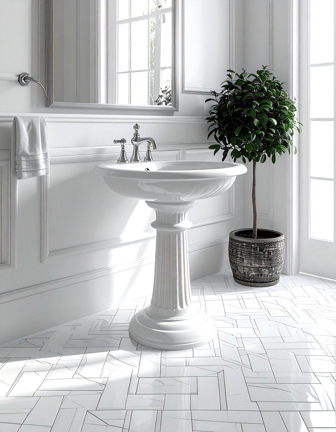 Basketweave floor tile - 30 bathroom flooring ideas