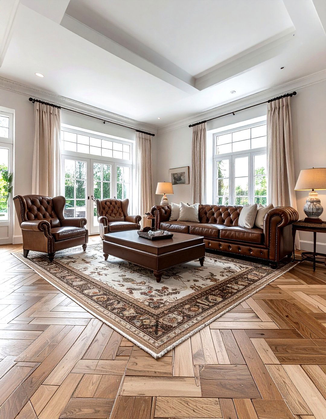 Basketweave floor tile - 30 living room tile designs