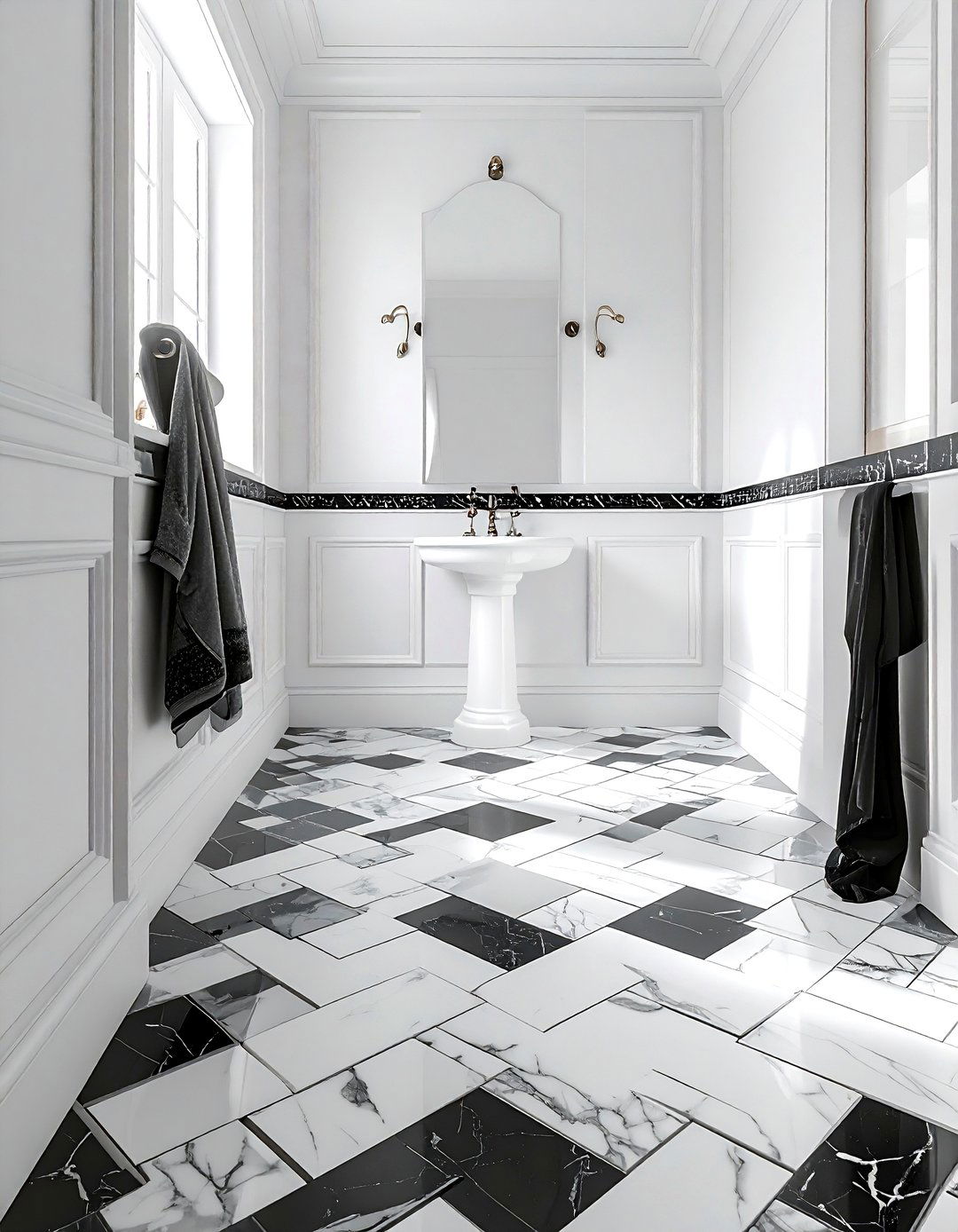 Basketweave tile floor - 30 non-slip bathroom floor ideas