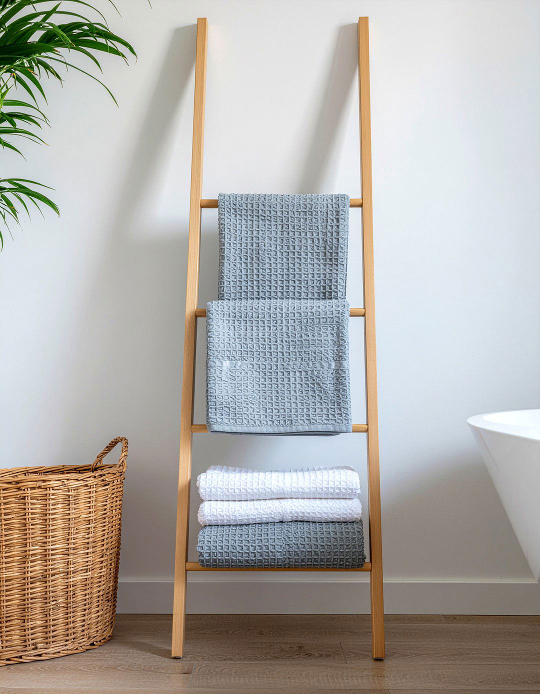 Bathroom Ladder Towel Rack - 30 Scandinavian bathroom ideas