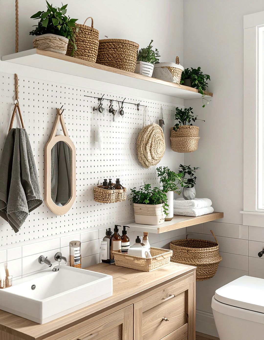 Bathroom Pegboard Organization - 30 bathroom storage tips