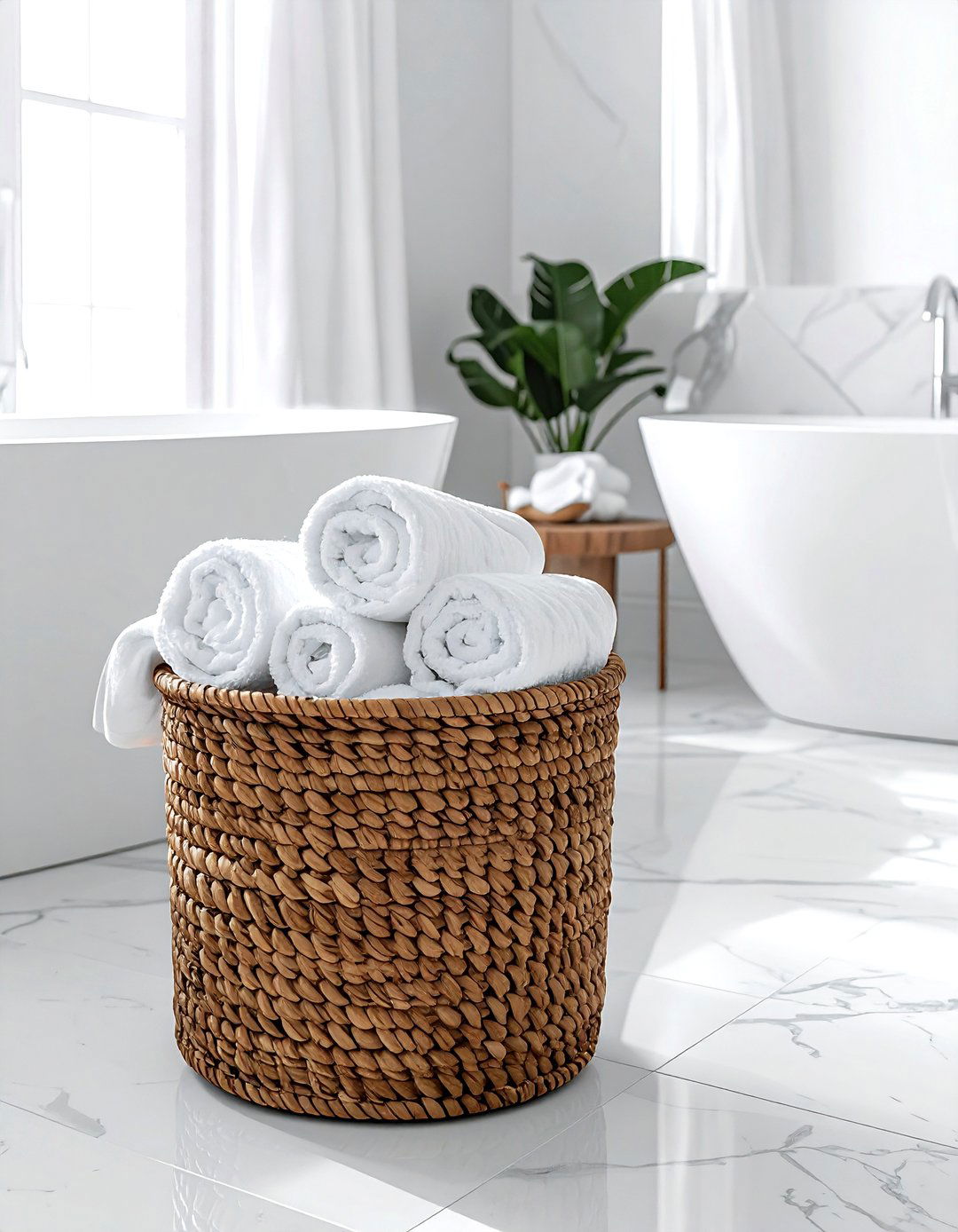 Bathroom Towel Storage - 30 rattan basket ideas